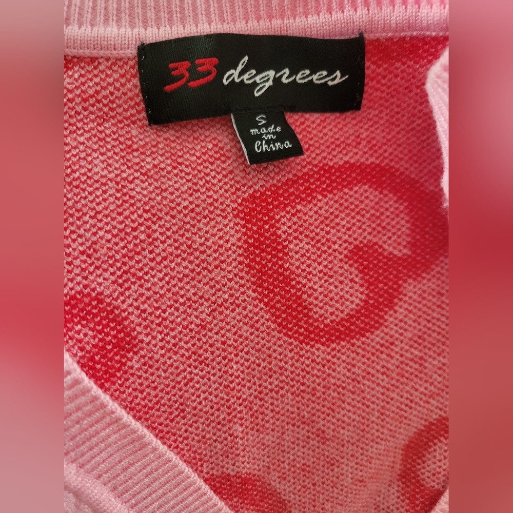 Pink Heart Patterned Women's Cardigan - Picture 5 of 6